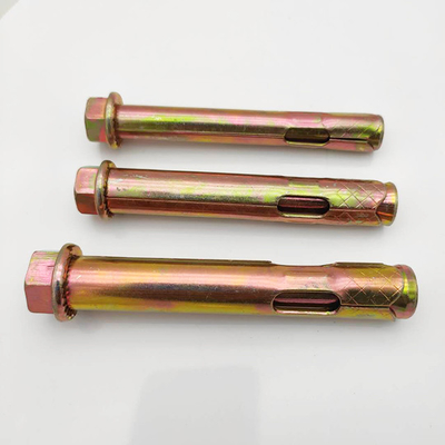 Fixações de aço carbono amarelo zinco hex flange amendoim tipo manga âncora para industrial