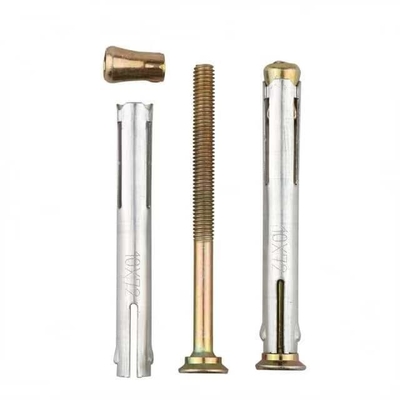 Fábrica produz parafusos de âncora de metal com aço carbono revestido com zinco branco