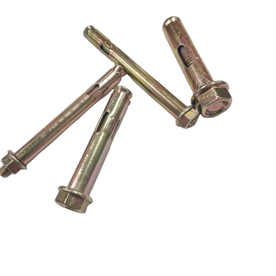 Fixações de aço carbono amarelo zinco hex flange amendoim tipo manga âncora para industrial