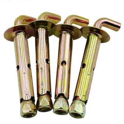 Parafusos de ancoragem de manga de gancho de aço carbono M6 L zincado amarelo