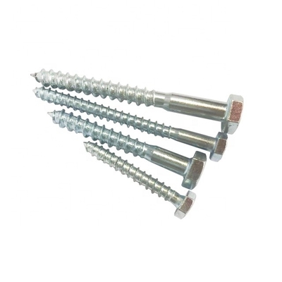 Ferramentas de fixação de aço carbono Hex parafuso de madeira branco revestido de zinco M6-M12 Din571