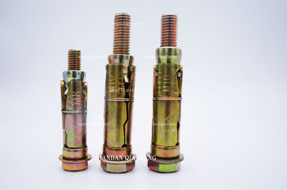 O zinco do amarelo dos parafusos de âncora 3PCS da fixação da expansão de M6 M10 chapeou o material do ferro do revestimento